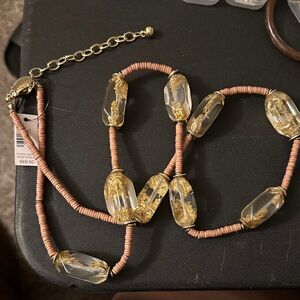 Gold and Tan Beaded Necklace